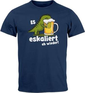 MoonWorks Print-Shirt Herren T-Shirt Alkohol Bier Shirt Es Eskaliert Eh Wieder T-Rex Dino mit Print