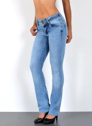 ESRA Bootcut-Jeans Damen Flared Jeans Bootcut Damen Jeanshose Schlaghose Schlagjeans B6 Bootcut Jeans Damen Low Waist Stretch Jeans Damen Schlag bis Übergröße