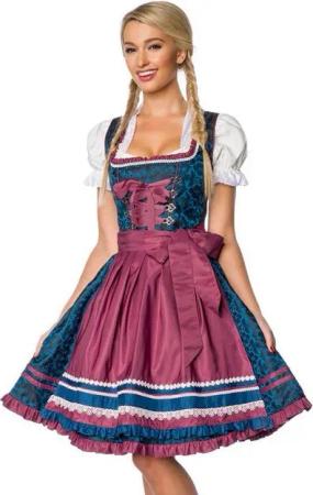 Dirndline Dirndl Premium Dirndl inkl. Schürze Trachtenkleid in blau dunkelrot