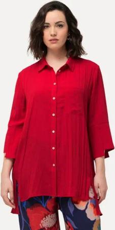 Ulla Popken Hemdbluse Hemdbluse asymmetrische Manschetten Hemdkragen
