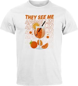 MoonWorks Print-Shirt Herren T-Shirt Alkohol Fun-Shirt Spruch They See Me Aperollin Sommer mit Print