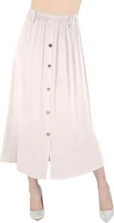 dy_mode Strandrock Damen Sommerrock in Midi-Länge Midi Rock Sommer Strandrock High Waist mit elatischem Bund, in Unifarbe