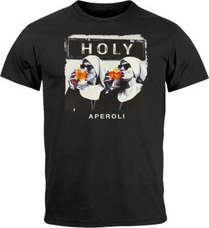 MoonWorks Print-Shirt Herren T-Shirt Fotomontage Nonnen Alkohol Holy Aperoli Fotoprint mit Print