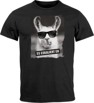 MoonWorks Print-Shirt Herren T-Shirt Es Eskaliert Eh Lustige Tiermotive Lama Alpaka mit Print