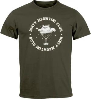 MoonWorks Print-Shirt Herren T-Shirt Katze Dirty Martini Alkohol Fun-Shirt Spruch lustig mit Print