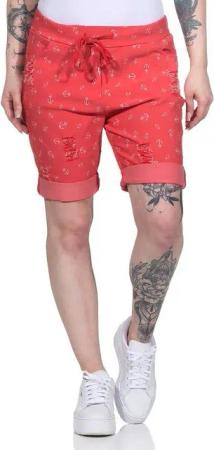 Aurela Damenmode Chinoshorts Kurze Damen Hose Sommer Chino maritime Bermuda Maritime Sommerhose mit modernem Anker Design