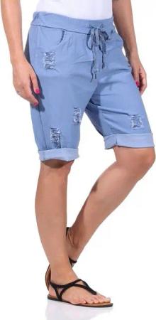 Aurela Damenmode Strandshorts Sommerliche Bermuda für Damen kurze Hose im leichten Distressed Look
