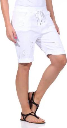 Aurela Damenmode Strandshorts Sommerliche Bermuda für Damen kurze Hose im leichten Distressed Look