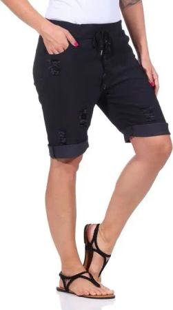 Aurela Damenmode Strandshorts Sommerliche Bermuda für Damen kurze Hose im leichten Distressed Look