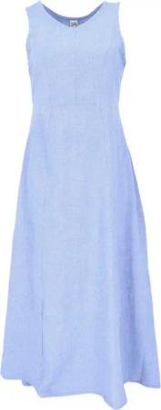 Guru-Shop Midikleid Langes Kleid, Baumwoll-Sommerkleid - hellblau