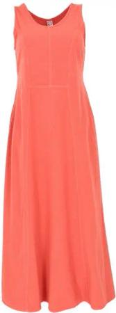 Guru-Shop Midikleid Langes Kleid, Baumwoll-Sommerkleid - koralle
