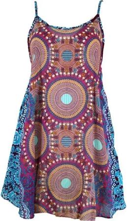 Guru-Shop Midikleid Boho Dashiki Minikleid, Trägerkleid,.. alternative Bekleidung