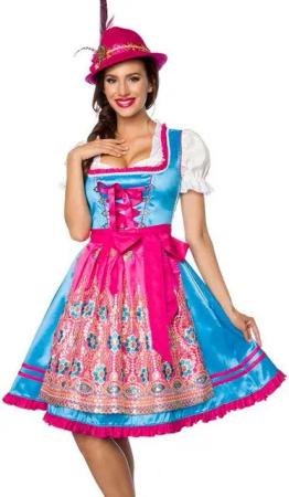 Dirndline Dirndl Premium Dirndl inkl. Schürze Trachtenkleid in blau pink