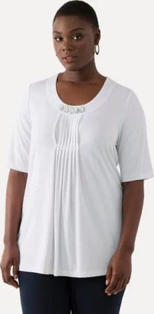 Ulla Popken T-Shirt T-Shirt Zierfalten A-Linie Rundhals Halbarm