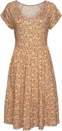 Buffalo Jerseykleid mit Blümchenprint und V-Ausschnitt, Sommerkleid, Strandkleid