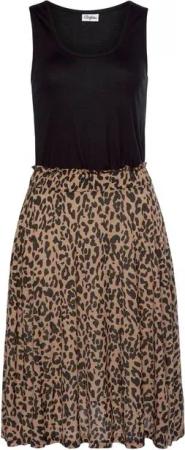 Buffalo Jerseykleid mit Paperbag-Bund und Animalprint, Leokleid, Sommerkleid