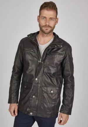 bugatti Lederjacke BUDAVID (1-St) mit Pattentaschen und Abdeckleiste