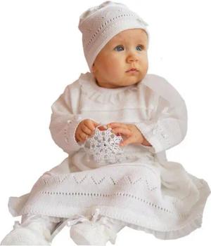 Eko Taufkleid Taufkleid Strick-Set Mütze und Kleid weiß