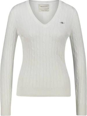 Gant Strickpullover Damen Strickpullover STRETCH COTTON CABLE V-NECK (1-tlg)