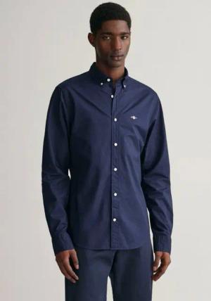 Gant Langarmhemd Slim Fit Popeline Hemd leichte Baumwolle strapazierfähig pflegeleicht mit klassischer Logostickerei auf der Brust