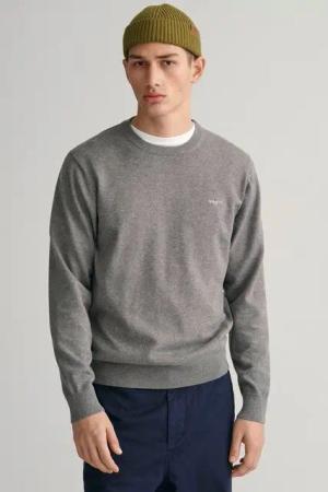 Gant Rundhalspullover CLASSIC COTTON C-NECK Premium Strickpullver aus weicher 100% Baumwolle, Übergangspullover