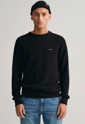 Gant Rundhalspullover COTTON PIQUE C-NECK mit Logostickerei auf der Brust