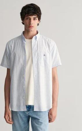 Gant Kurzarmhemd Regular Fit Gingham Popeline Hemd strapazierfähig pflegeleicht kariert mit einer kleinen Logostickerei auf der Brusttasche