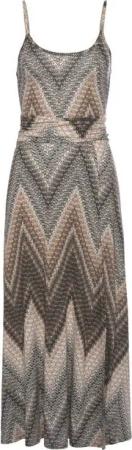 LASCANA Midikleid mit Raffung in der Taille und Schlitz, Sommerkleid, Strandkleid