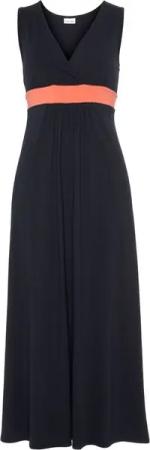 LASCANA Maxikleid mit farbigem Einsatz und V-Ausschnitt, Sommerkleid, Strandkleid