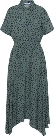 LASCANA Druckkleid mit Punktedruck und asymmetrischem Saum, Hemdblusenkleid, Midikleid
