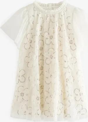 Next Druckkleid Geblümtes Mesh-Kleid (1-tlg)