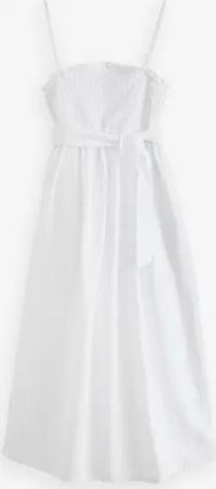 Next Sommerkleid Gesmoktes Premium-Sommerkleid aus 100 % Leinen (1-tlg)