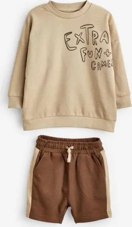 Next Shirt & Shorts Langärmeliges Shirt und Shorts im Set (2-tlg)