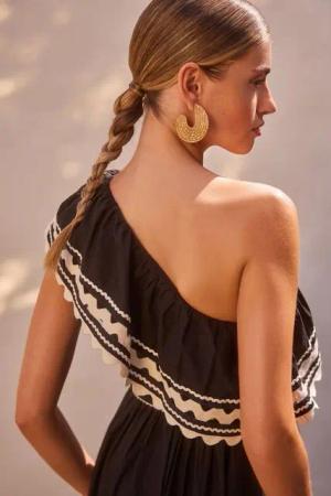 Next Sommerkleid Einschulteriges Rik-Rak-Sommerkleid (1-tlg)