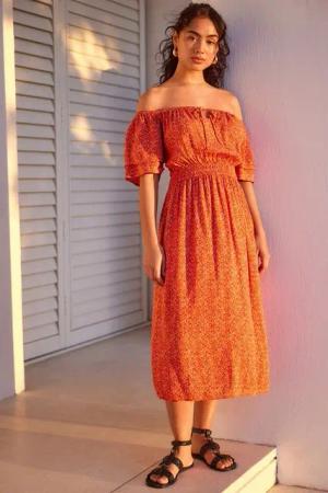 Next Sommerkleid Schulterfreies Sommerkleid (1-tlg)