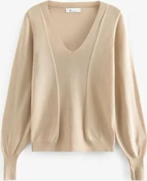 Next V-Ausschnitt-Pullover Premium-Pullover mit tiefem V-Ausschnitt Lyocell (1-tlg)