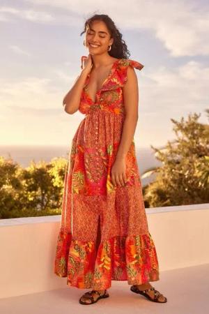 Next Sommerkleid Sommerkleid mit Rüschenärmeln (1-tlg)