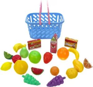 Bubble-Store Einkaufskorb Kindereinkaufskorb, Kinder Einkaufskorb gefüllt mit Lebensmittel Spielzeug