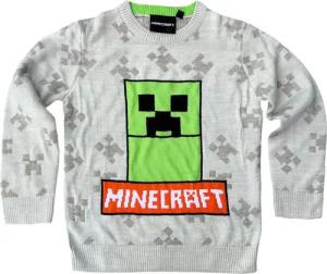 Minecraft Strickpullover MINECRAFT Kinder Pullover Pulli für Jungen + Mädchen in grau oder grün Gr. 116 128 134 140 152 für 6 8 9 10 12 Jahre