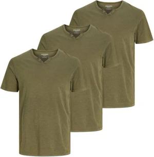 Jack & Jones T-Shirt 3er Pack Shirts mit Splitneck-Ausschnitt und zwei Deko-Knöpfen