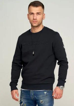 Jack & Jones Sweatshirt JCOBOOM SWEAT CREW NECK Sweatpullover mit Logo und Patches Langarm Shirt Baumwollmischung