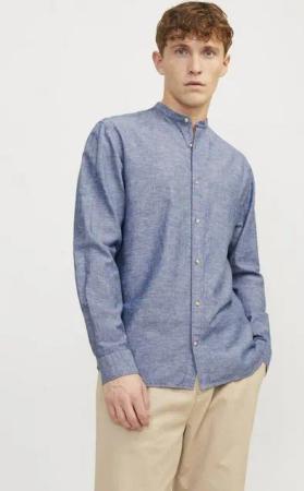 Jack & Jones Langarmhemd JJESUMMER BAND LINEN BLEND SHIRT LS SN