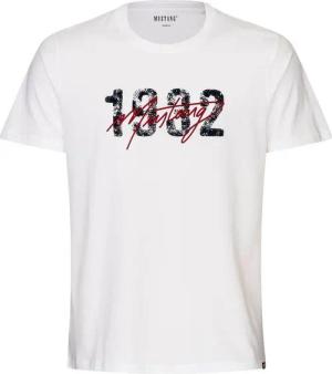 MUSTANG T-Shirt Lounge Shirt Hemd T-Shirt rotem Kontraststreifen und Mustangbranding