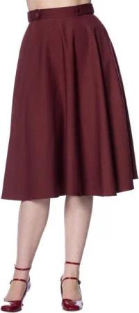 Banned A-Linien-Rock Di Di Plain Burgunder Retro Vintage Swing Skirt