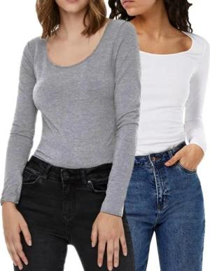 Vero Moda Langarmshirt stilvolle Longsleeves mit U-Neck Ausschnitt (2er-Pack) Unifarbene Shirts aus Baumwollmischung