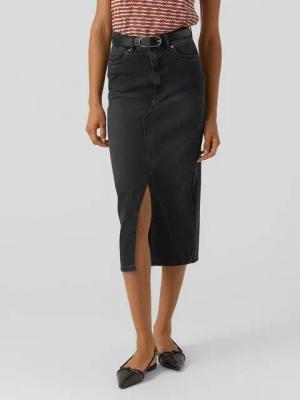 Vero Moda Sommerrock Wadenlanger Denim mit Schlitz 5-Pocket VMVERI HR CALF DENIM SKIRT GA MIX NOOS