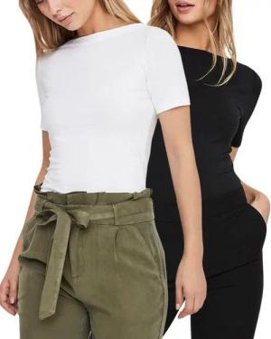 Vero Moda T-Shirt Stilvolles Damen-Shirt mit U-Boot Ausschnitt (2er-Pack) in Unifarbe