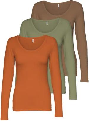ONLY Langarmshirt Live Love NEW Longsleeve (3-tlg., 3er Pack) Figur betont, elastische Baumwollqualität