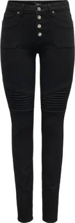 ONLY Skinny-fit-Jeans ONLHUSH MID WAIST SK POC BIKER PIM DNM mit Biker Details