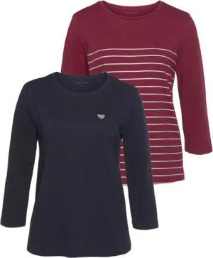 TOM TAILOR 3/4-Arm-Shirt (Packung, 2-tlg., 2er-Pack) im Doppel - immer Ringel + uni